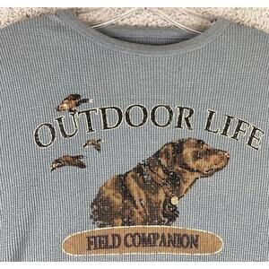Outdoor Life Shirt Men M Gray Waffle Knit Thermal Field Companion Dog Hunting